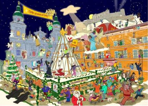 Weihnachtskarte Salzburger Christkindlmarkt