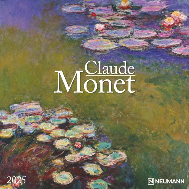N NEUMANNVERLAGE - Claude Monet 2025 Broschürenkalender, 30x30cm, Wandkalender mit Kunstwerken von Claude Monet, internationalen Feiertagen und Mondphasen, viel Platz für Notizen
