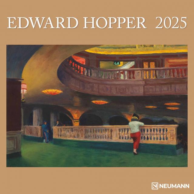 N NEUMANNVERLAGE - Edward Hopper 2025 Broschürenkalender, 30x30cm, Wandkalender mit ausgewählten Werken von Edward Hopper, internationalen Feiertagen und Mondphasen, viel Platz für Notizen