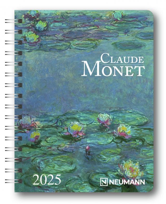 N NEUMANNVERLAGE - Claude Monet 2025 Diary, 16,5x21,6cm, Taschenkalender mit zwölf Bildseiten und Notizseiten, herausnehmbaren Planer, Jahres- und Monatsübersicht und internationales Kalendarium