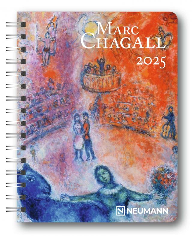 N NEUMANNVERLAGE - Marc Chagall 2025 Diary, 16,5x21,6cm, Taschenkalender mit zwölf Bildseiten und Notizseiten, herausnehmbaren Planer, Jahres- und Monatsübersicht und internationales Kalendarium