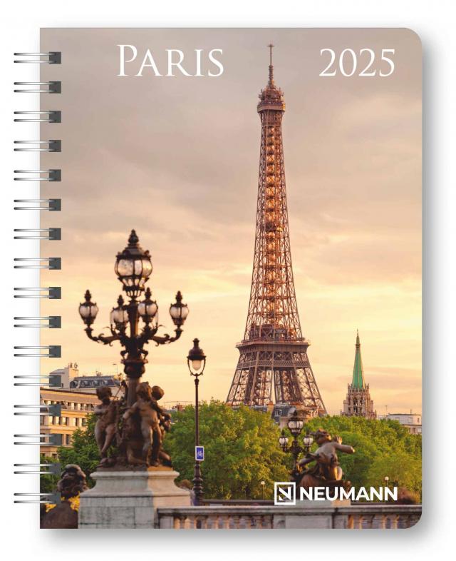 N NEUMANNVERLAGE - Paris 2025 Diary, 16,5x21,6cm, Taschenkalender mit zwölf Bildseiten und Notizseiten, herausnehmbaren Planer, Jahres- und Monatsübersicht und internationales Kalendarium