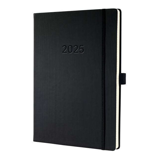 SIGEL C2518 Wochenkalender Conceptum 2025 - vertikales Layout - A4+ - schwarz - Hardcover - 2 Seiten = 1 Woche - 192 S. - PEFC-zertifiziert