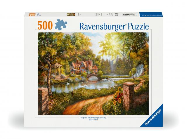 Ravensburger Puzzle 12000218 - Cottage am Fluß - 500 Teile Puzzle für Erwachsene und Kinder ab 10 Jahren
