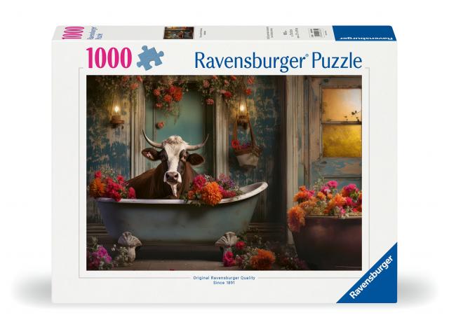 Ravensburger Puzzle 12000782 - Die Kuh in der Badewanne- 1000 Teile Puzzle für Erwachsene ab 14 Jahren