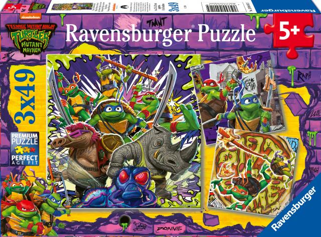 Ravensburger Kinderpuzzle 12004012 - Ninja Turtles - 3x49 Teile Ninja Turtles Puzzle für Kinder ab 5 Jahren