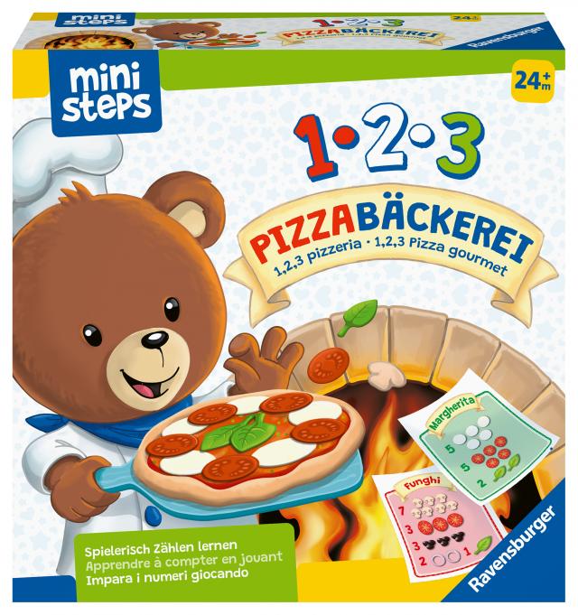 Ravensburger ministeps 4586 1,2,3 Pizzabäckerei - Spielerisch Zählen lernen mit Bär Butz, Spielzeug ab 2 Jahren