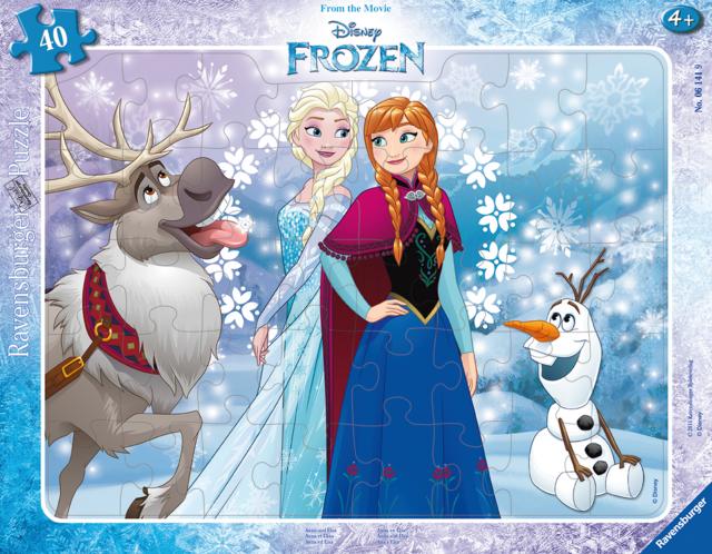 Ravensburger Kinderpuzzle - 06141 Anna und Elsa - Rahmenpuzzle für Kinder ab 4 Jahren, Disney Frozen Puzzle mit 40 Teilen