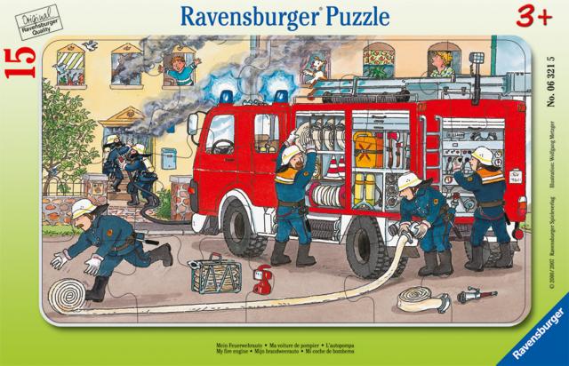 Ravensburger Kinderpuzzle - 06321 Mein Feuerwehrauto - Rahmenpuzzle für Kinder ab 3 Jahren, mit 15 Teilen