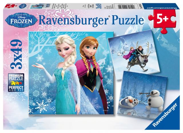 Ravensburger Kinderpuzzle - 09264 Abenteuer im Winterland - Puzzle für Kinder ab 5 Jahren, Disney Frozen Puzzle mit 3x49 Teilen