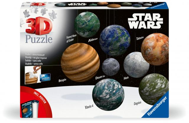 Ravensburger 3D Puzzle 11577 - Puzzle-Ball Planeten der Star Wars Galaxie - erste Trilogie - ideales Geschenk für große und kleine Star Wars Fans ab 6 Jahren