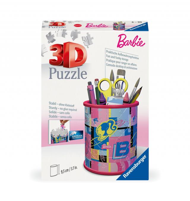 Ravensburger 3D Puzzle 11585 - Utensilo Barbie - Stiftehalter für Barbie Fans ab 6 Jahren, Schreibtisch-Organizer für Erwachsene und Kinder