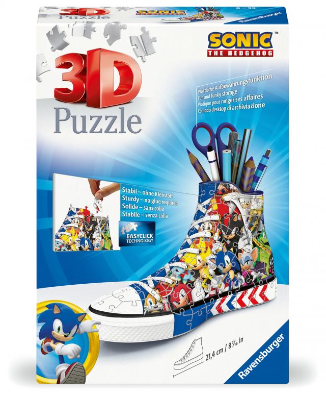 Ravensburger 3D Puzzle 11593 - Sneaker Sonic - Praktischer Stiftehalter - Schreibtisch-Organizer für Erwachsene und Kinder ab 8 Jahren