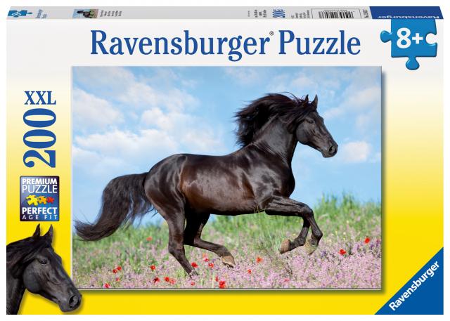Ravensburger Kinderpuzzle - 12803 Schwarzer Hengst - Pferde-Puzzle für Kinder ab 8 Jahren, mit 200 Teilen im XXL-Format