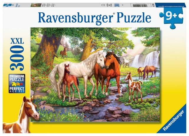 Ravensburger Kinderpuzzle - 12904 Wildpferde am Fluss - Pferde-Puzzle für Kinder ab 9 Jahren, mit 300 Teilen im XXL-Format