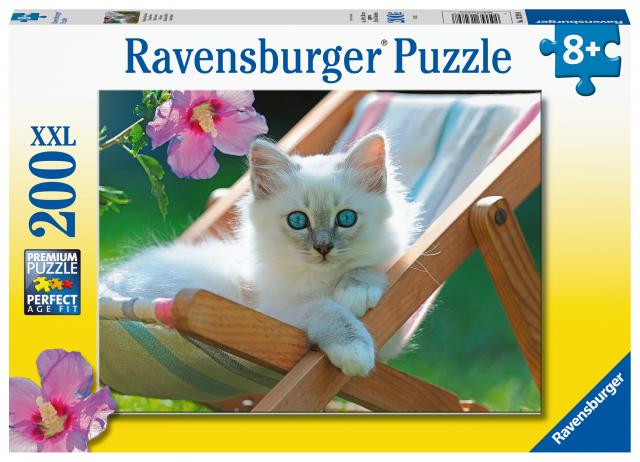 Ravensburger Kinderpuzzle - Weißes Kätzchen - 200 Teile Puzzle für Kinder ab 8 Jahren