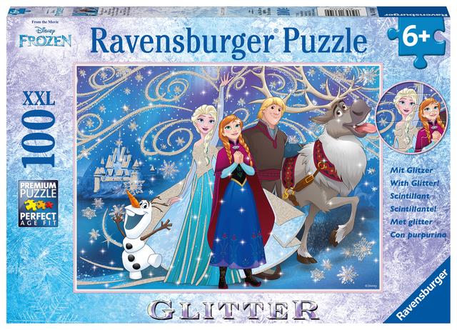Ravensburger Kinderpuzzle - 13610 Frozen - Glitzernder Schnee - Disney Frozen Puzzle für Kinder ab 6 Jahren, mit 100 Teilen im XXL-Format, mit Glitzer