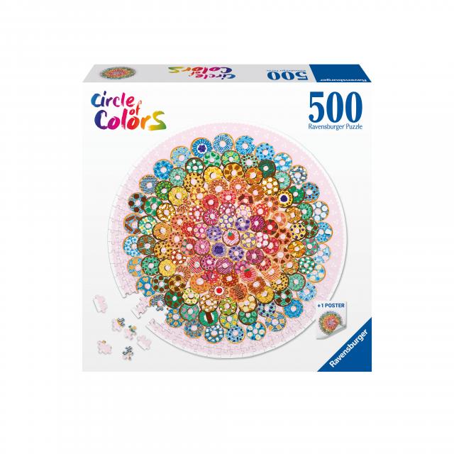 Ravensburger Puzzle 17346 - Circle of Colors Donuts - 500 Teile Rundpuzzle für Erwachsene und Kinder ab 12 Jahren