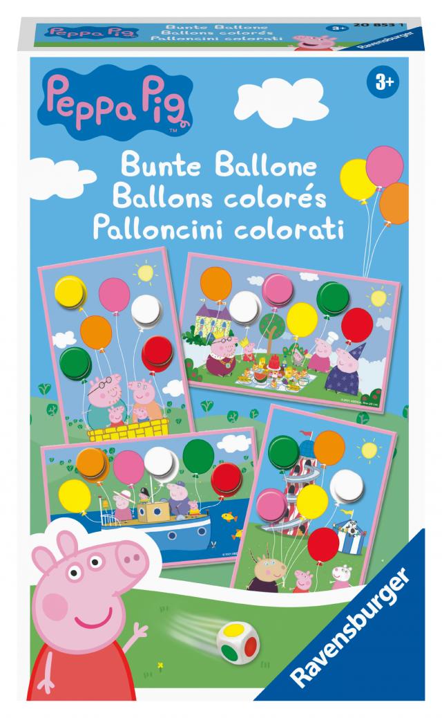 Ravensburger Mitbringspiel – 20853 – Peppa Pig Bunte Ballone – Lustiges Farbwürfelspiel für Kinder ab 3 Jahren