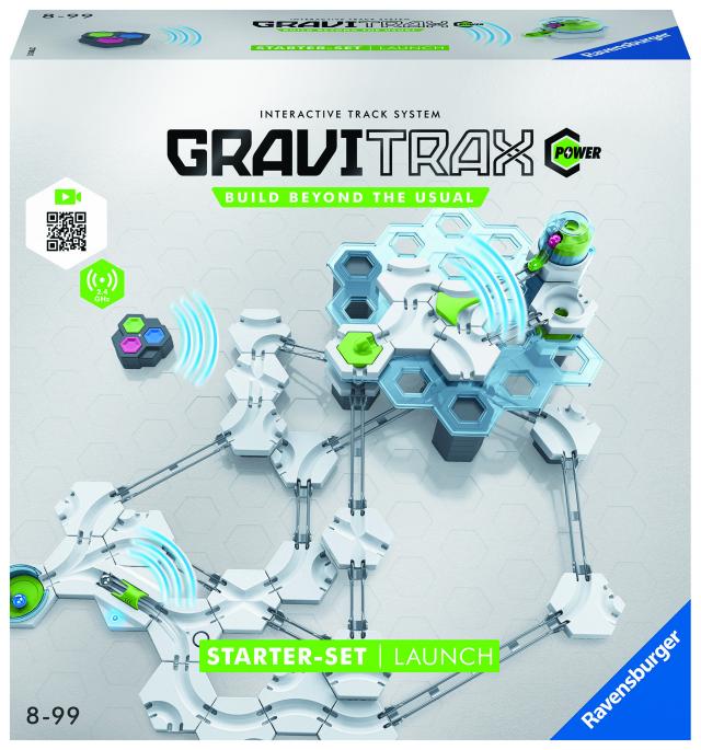 Ravensburger GraviTrax Power Starter-Set Launch - Erweiterbare Kugelbahn mit elektronischen Elementen und Fernsteuerung. Murmelbahn, Lernspielzeug und Konstruktionsspielzeug für Kinder ab 8 Jahren