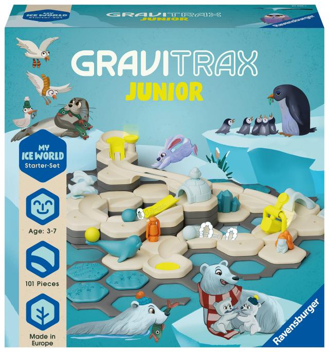Ravensburger GraviTrax Junior Starter-Set L Ice 27060 - Murmelbahn überwiegend aus nachwachsenden Rohstoffen mit Themenwelten, Lern- und Konstruktionsspielzeug für Jungs und Mädchen ab 3 Jahren