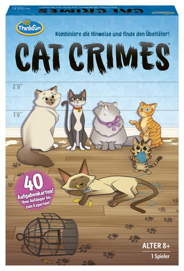 ThinkFun - 76366 - Cat Crimes - Das flauschige und freche Kombinations- und Deduktionsspiel mit Katzen. Finde den Übeltäter!