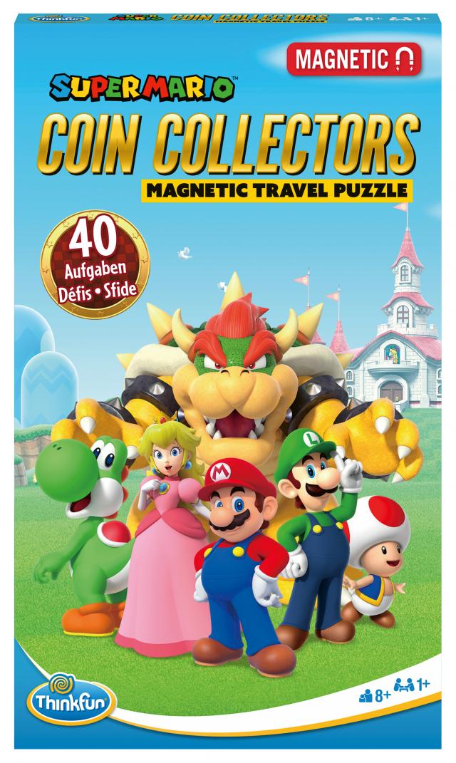 ThinkFun - 76547 – Super Mario Coin Collectors - Das magnetische Reise-Knobelspiel. Perfekt für die Reise und als Geschenk! Ein Logikspiel nicht nur für Super Mario Fans.