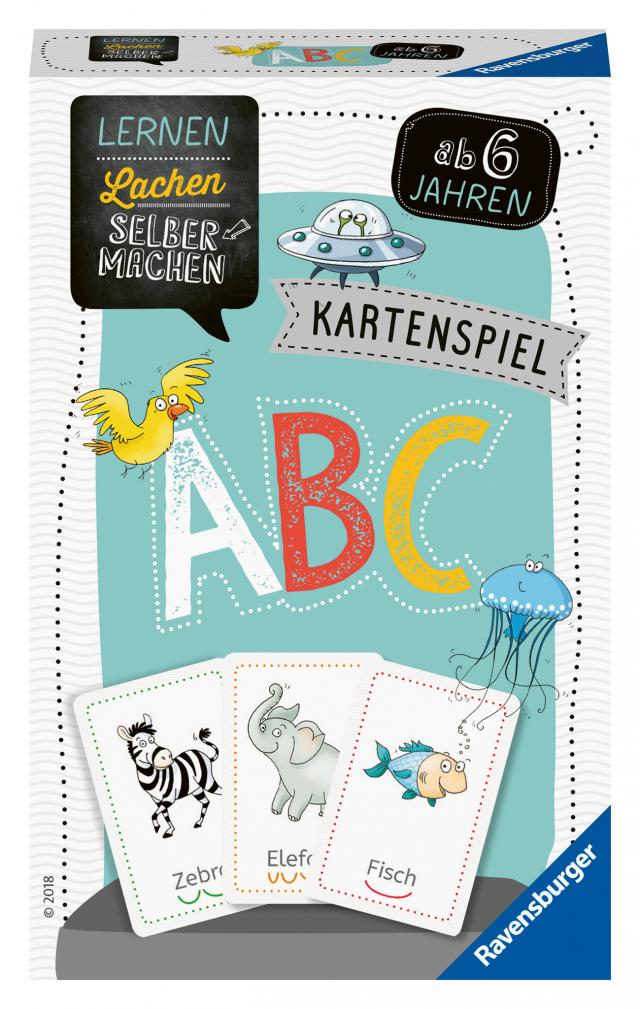 Ravensburger 80347 - Lernen Lachen Selbermachen: ABC, Kinderspiel ab 5 Jahren, Lernspiel für 1-4 Spieler, Kartenspiel, Buchstaben