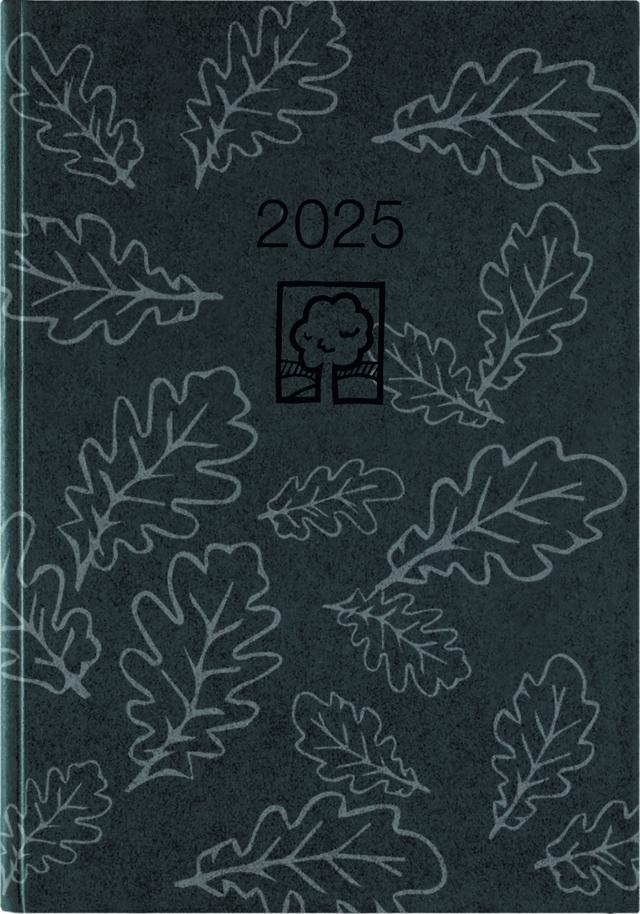 Zettler - Taschenkalender 2025 anthrazit, 10,2x14,2cm, Taschenplaner mit 400 Seiten im Kartoneinband, Tages- und Wochenzählung, Mondphasen, Monatsübersicht und internationales Kalendarium