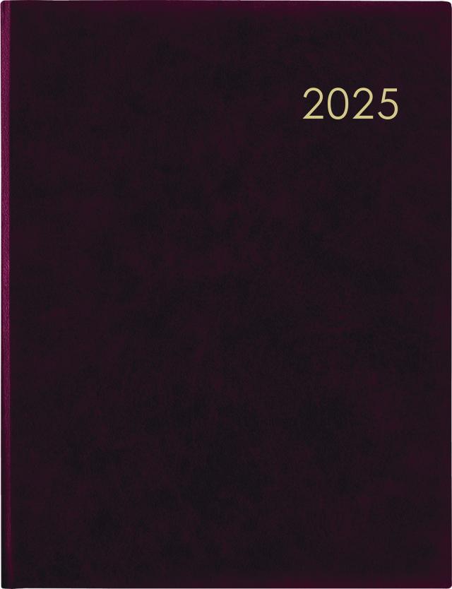Zettler - Wochenbuch 2025 bordeaux, 21x26,5cm, Taschenplaner mit 128 Seiten im wattiertem Einband, Eckperforation und Fadensiegelung, Mondphasen, Wochenübersicht und internationales Kalendarium