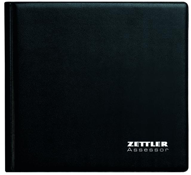 Zettler - Wochenbuch Mappe 2025 schwarz, 15,8x14,7cm, Bürokalender mit 128 Seiten, 1 Woche auf 2 Seiten, wattierter Kunststoffeinband, Klebebindung, Monatsübersicht und deutsches Kalendarium