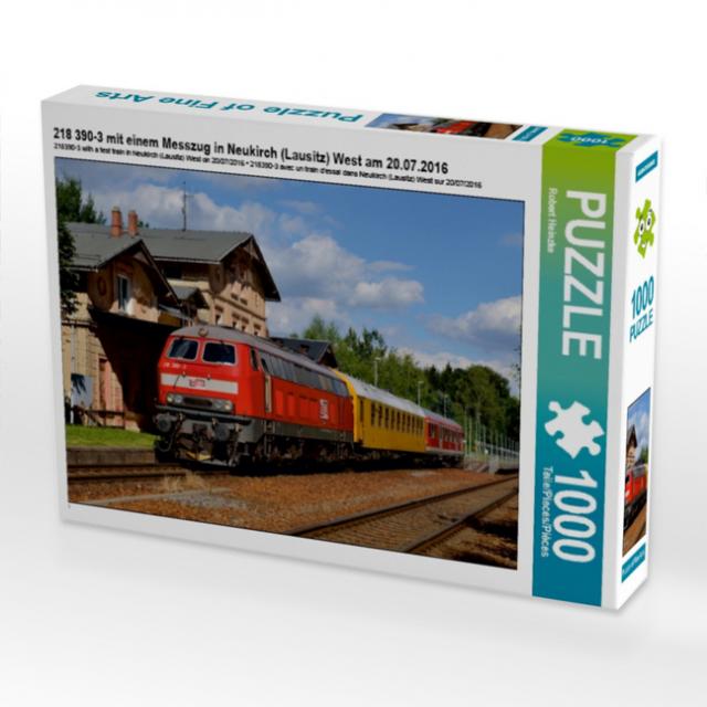 218 390-3 mit einem Messzug in Neukirch (Lausitz) West am 20.07.2016 (Puzzle)