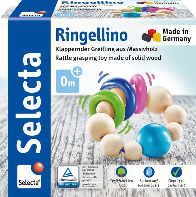 Selecta Ringellino, klappernder Greifling, 8,5 cm