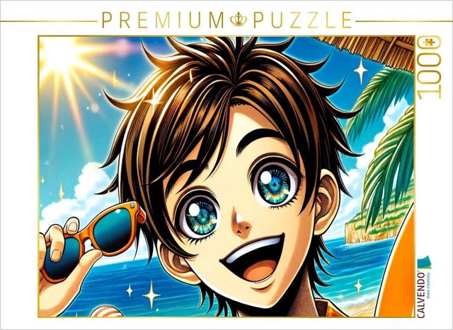 CALVENDO Puzzle Manga Charakter - Sonnengruß | 1000 Teile Lege-Größe 64x48cm Foto-Puzzle für glückliche Stunden