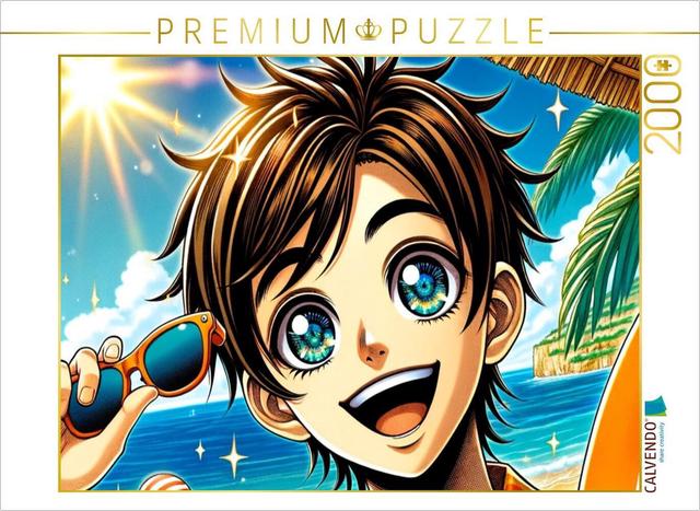 CALVENDO Puzzle Manga Charakter - Sonnengruß | 2000 Teile Lege-Größe 90x67cm Foto-Puzzle für glückliche Stunden