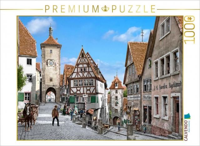 CALVENDO Puzzle Rothenburg - Ploenlein um 1900 | 1000 Teile Lege-Größe 64x48cm Foto-Puzzle für glückliche Stunden
