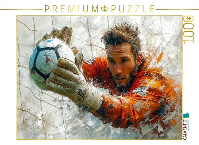 CALVENDO Puzzle Fußball Torwart, Konzentration pur | 1000 Teile Lege-Größe 64x48cm Foto-Puzzle für glückliche Stunden