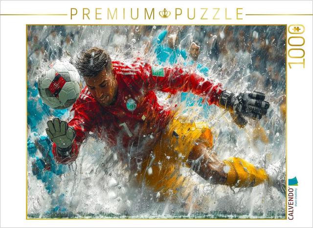 CALVENDO Puzzle Fußball Torwart, Akrobatik | 1000 Teile Lege-Größe 64x48cm Foto-Puzzle für glückliche Stunden