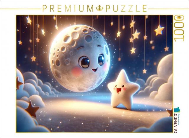 CALVENDO Puzzle Mondgespräche: Der kleine Stern und der Mond | 1000 Teile Lege-Größe 64x48cm Foto-Puzzle für glückliche Stunden