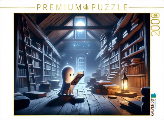CALVENDO Puzzle Das kleine Gespenst entdeckt ein Zauberbuch | 2000 Teile Lege-Größe 90x67cm Foto-Puzzle für glückliche Stunden