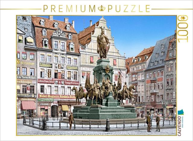 CALVENDO Puzzle Leipzig - Siegesdenkmal um 1900 | 1000 Teile Lege-Größe 64x48cm Foto-Puzzle für glückliche Stunden