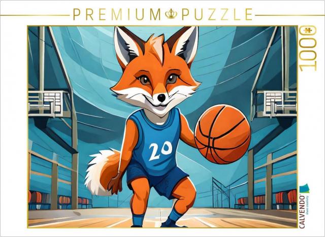 CALVENDO Puzzle Ein Schlaufuchs spielt Basketbal | 1000 Teile Lege-Größe 64x48cm Foto-Puzzle für glückliche Stunden