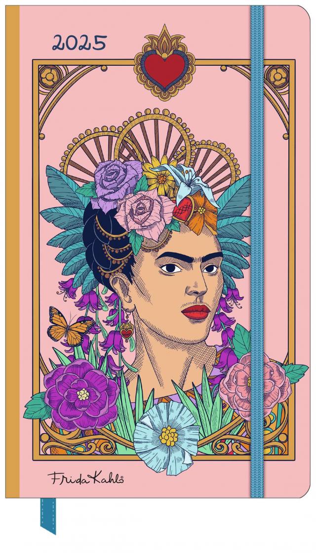 DUMONT - Frida Kahlo 2025 Wochen-Notizkalender, 13x21cm, Taschen-Kalender mit Verschlussband & Falttasche, mit vielen nützlichen Sonderseiten