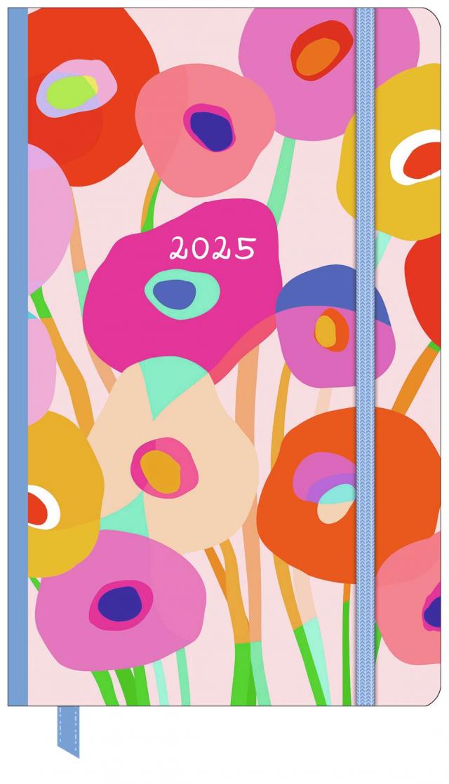 DUMONT - Dominique Vari Blossom 2025 Wochen-Notizkalender, 13x21cm, Taschenkalender mit Verschlussband & Falttasche, viele nützliche Sonderseiten
