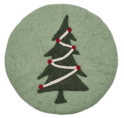 Filz-Untersetzer Weihnachtsbaum grün