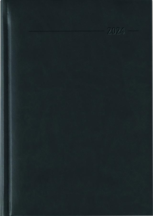 Buchkalender Tucson schwarz 2024 - Büro-Kalender A5 - Cheftimer - 1 Tag 1 Seite - 352 Seiten - Tucson-Einband - Termin-Planer - Alpha Edition
