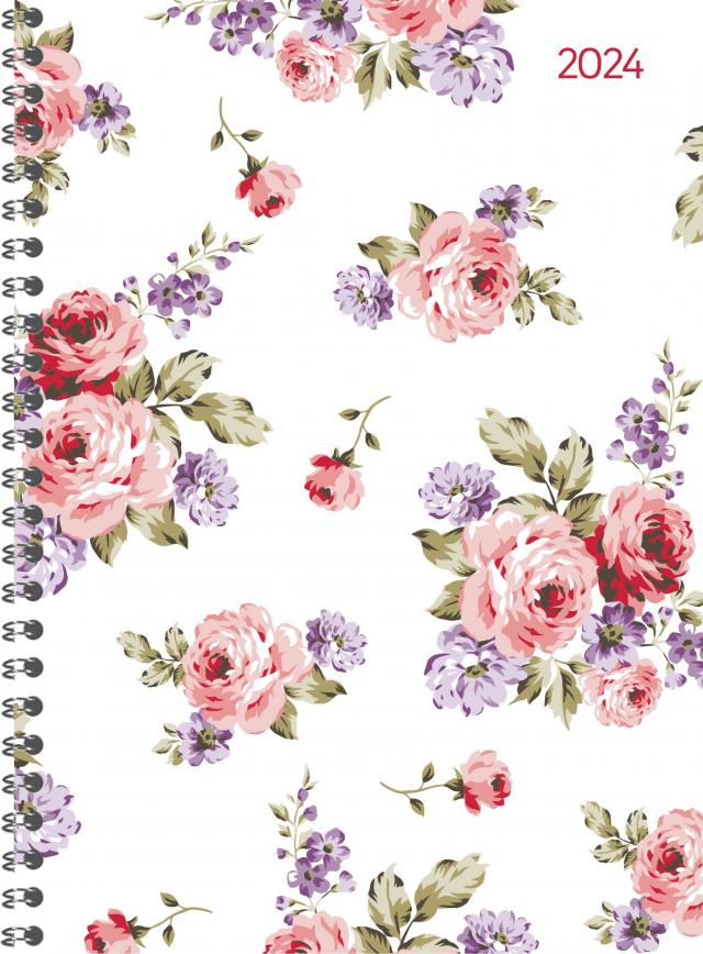 Ladytimer Ringbuch Roses 2024 - Taschen-Kalender A5 (15x21 cm) - Schüler-Kalender - Weekly - Ringbindung - 128 Seiten - Alpha Edition
