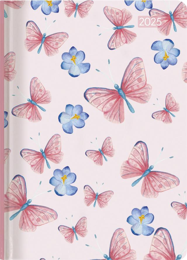 Alpha Edition - Ladytimer Grande Butterflies 2025 Taschenkalender, 15x21cm, Kalender mit 128 Seiten, Notizmöglichkeiten nach jedem Tag, Wochenübersicht auf 2 Seiten und internationales Kalendarium