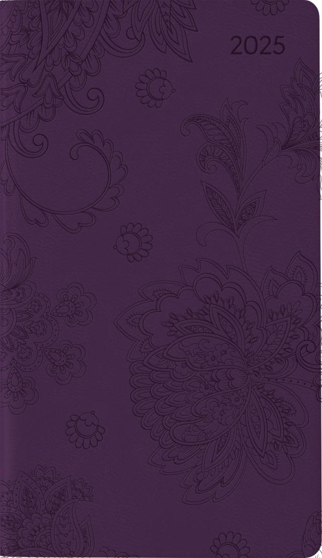 Alpha Edition - Ladytimer Slim Deluxe Purple 2025 Taschenkalender, 9x15,6cm, Kalender mit 128 Seiten, mit einem Info- und Adressteil, Mondphasen, internationales Kalendarium