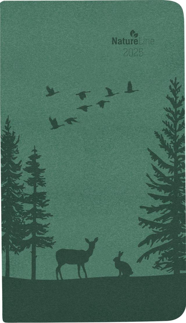 Alpha Edition - Taschenkalender Nature Line Forest, 9x15,6cm, Taschenplaner mit 128 Seiten, Notizbereich, Adressteil, Mondphasen, Monatsübersicht und internationales Kalendarium